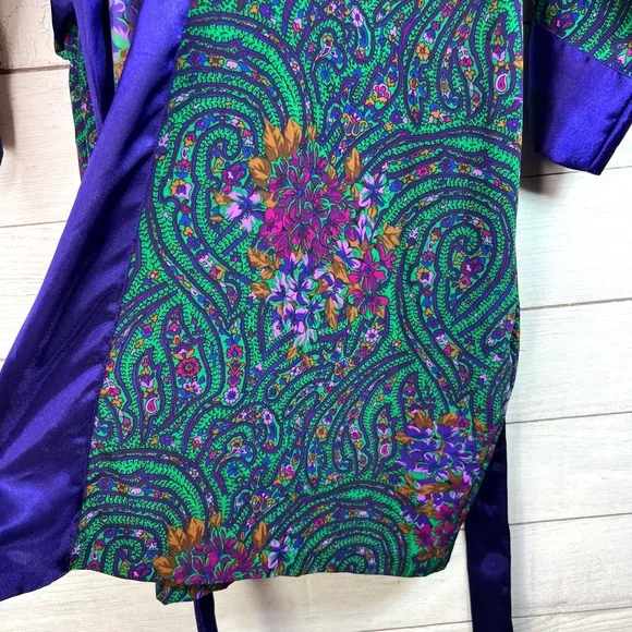 Vintage Victoria’s Secret Women’s Paisley Robe Gold Label Whimsical Fairy Floral - Picture 10 of 14